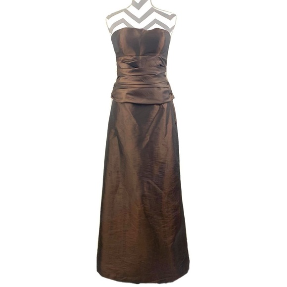 Bill Levkoff Iridescent Brown Strapless 2-Piece Skirt & Top - Size 8 - Picture 1 of 11
